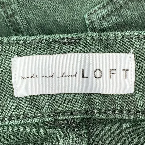 Loft Skinny Jeans Double Frayed Hem 5 Working Pockets Belt Loops Green Size 26 - Picture 10 of 14
